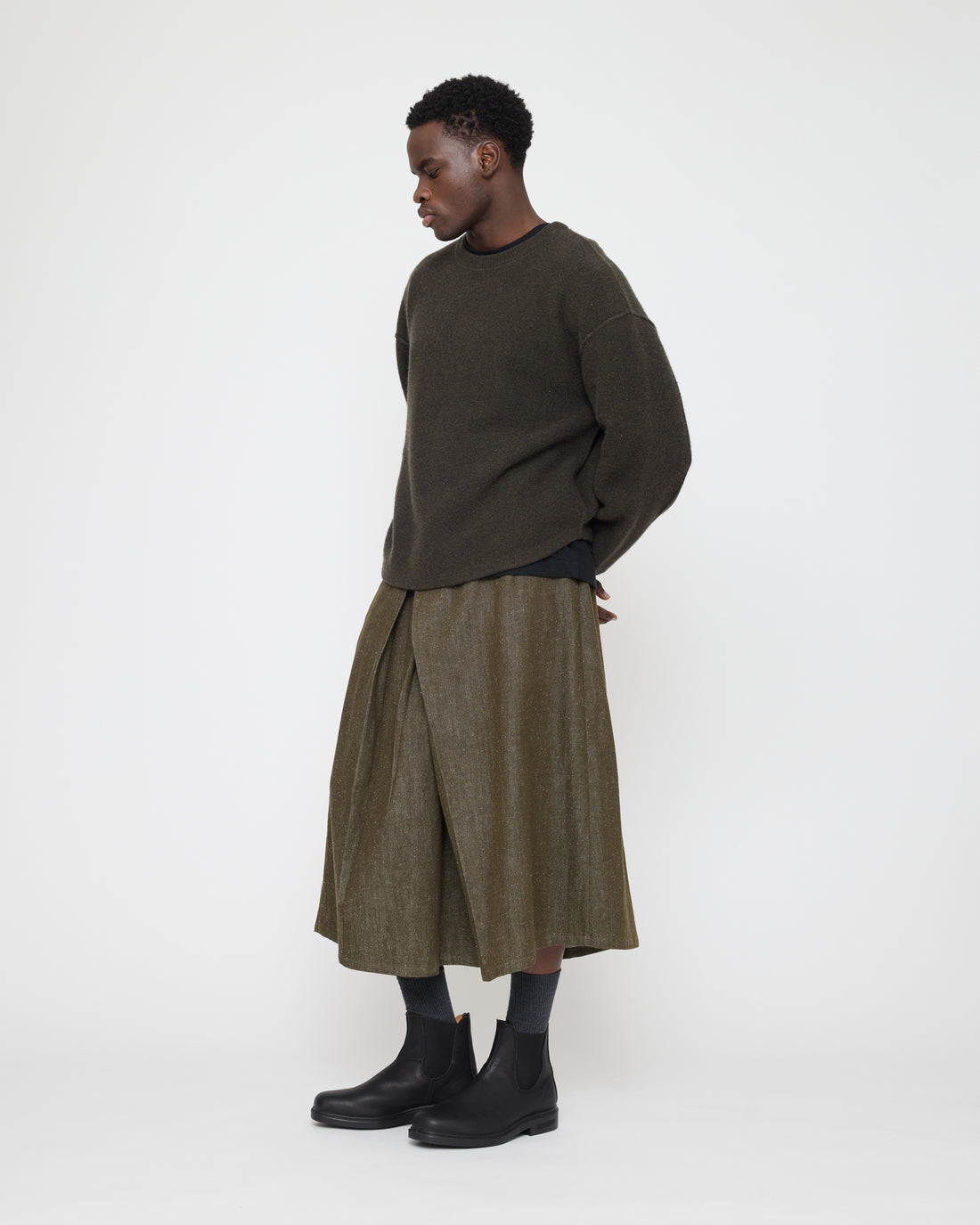 Pleated Culotte - Soft Denim Edition - FW26 - Olive
