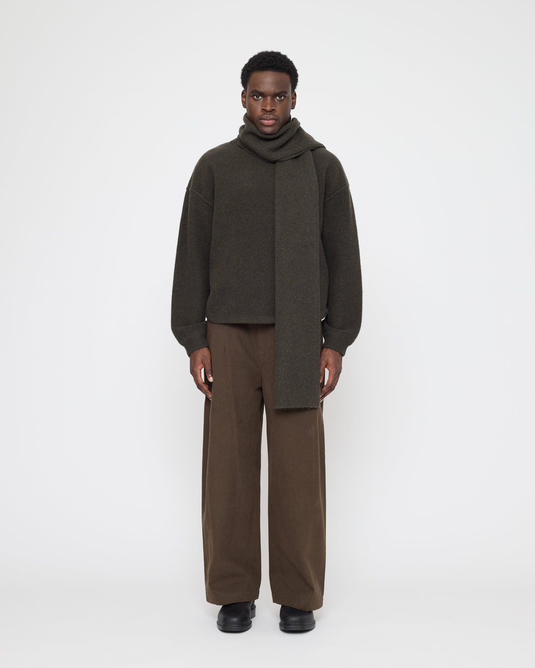 Long Wool Scarf - FW26 - Olive Brown