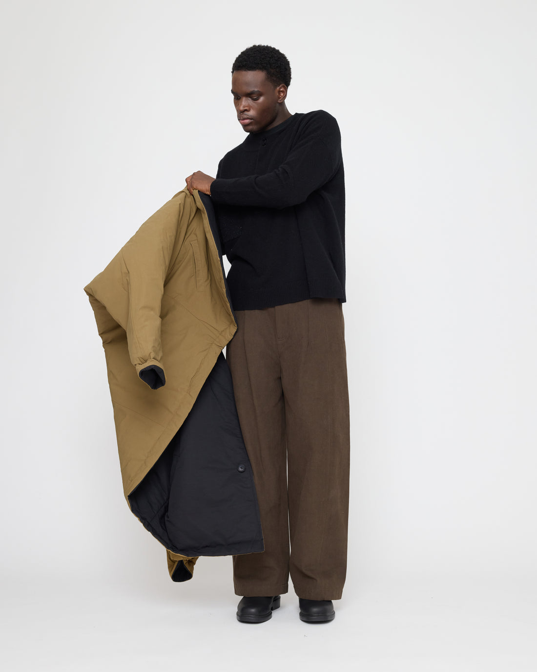 Reversible Padded Blazer - FW26 - Charcoal & Tan
