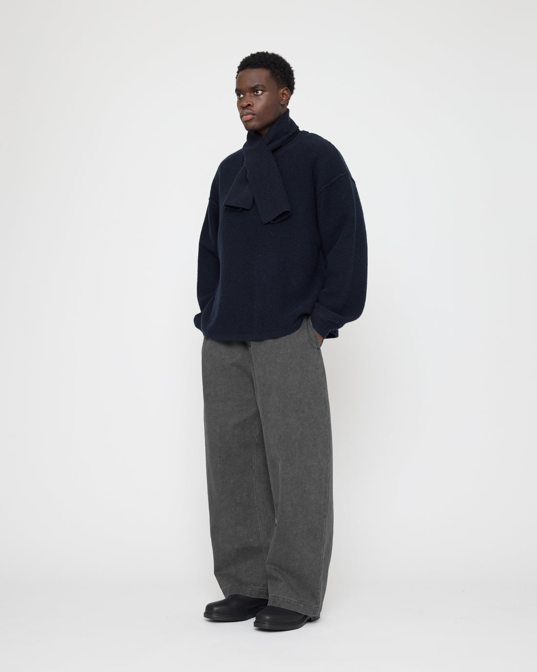 Cross Scarf - FW26 - Navy Black