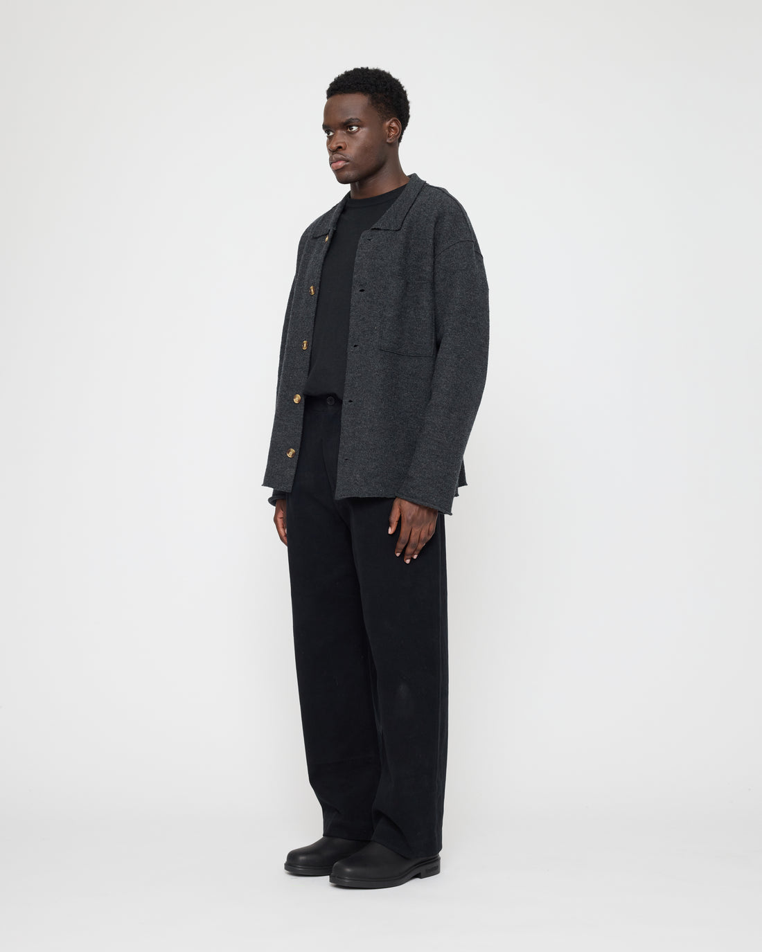 Signature Boiled Wool Shirt - Charcoal
