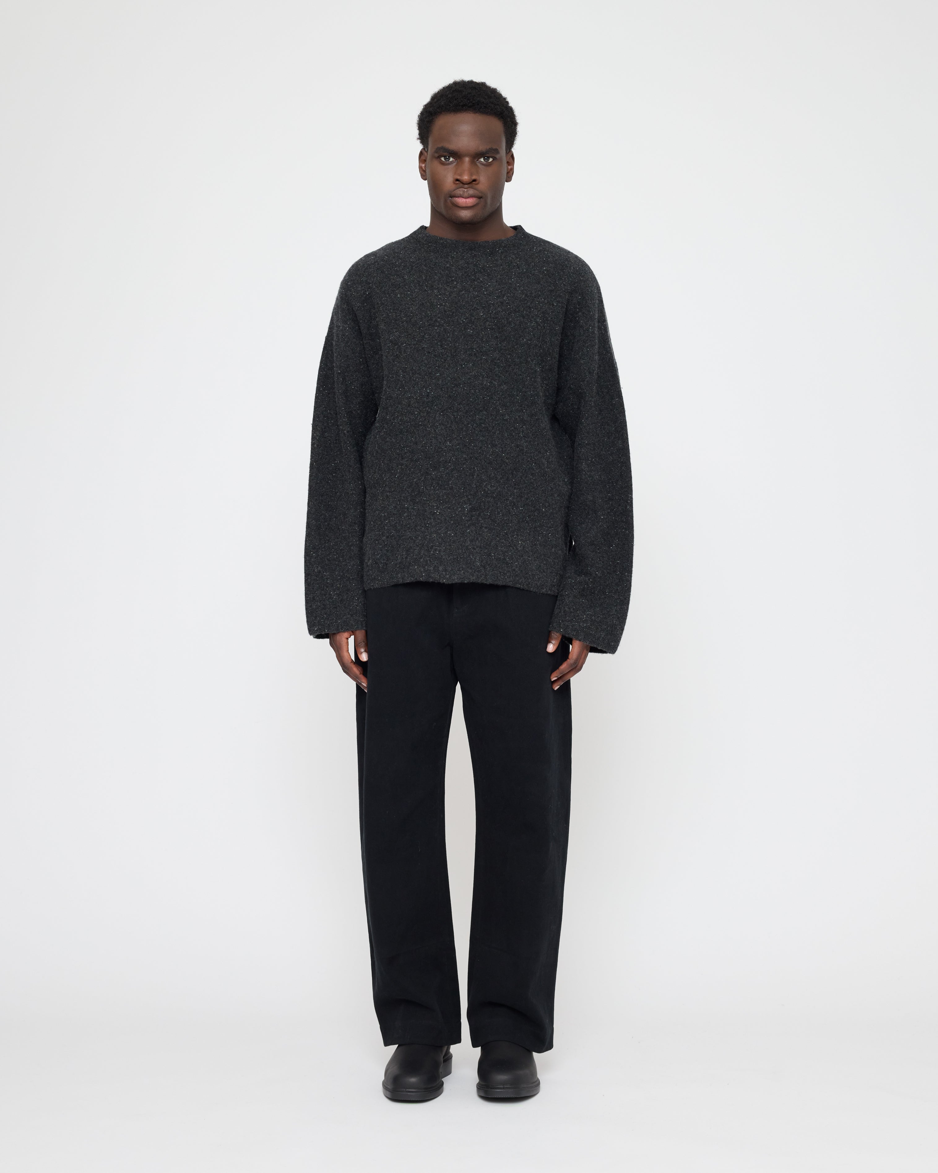 Oversized Mock Neck Sweater - FW26 - Speckle Charcoal