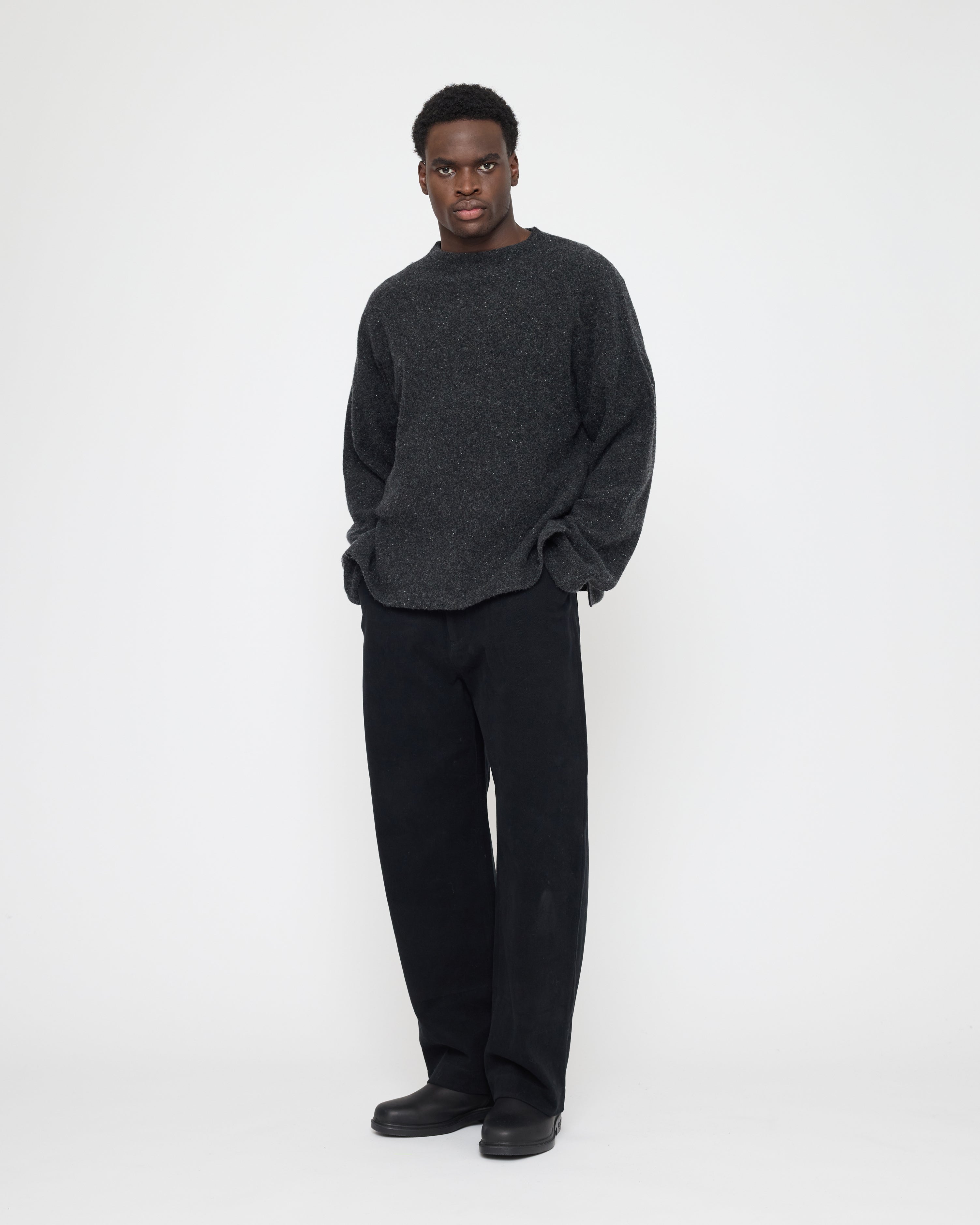 Oversized Mock Neck Sweater - FW26 - Speckle Charcoal