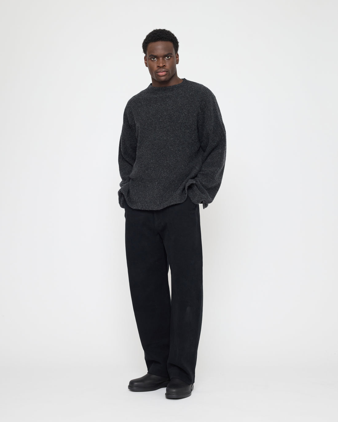 Oversized Mock Neck Sweater - FW26 - Speckle Charcoal