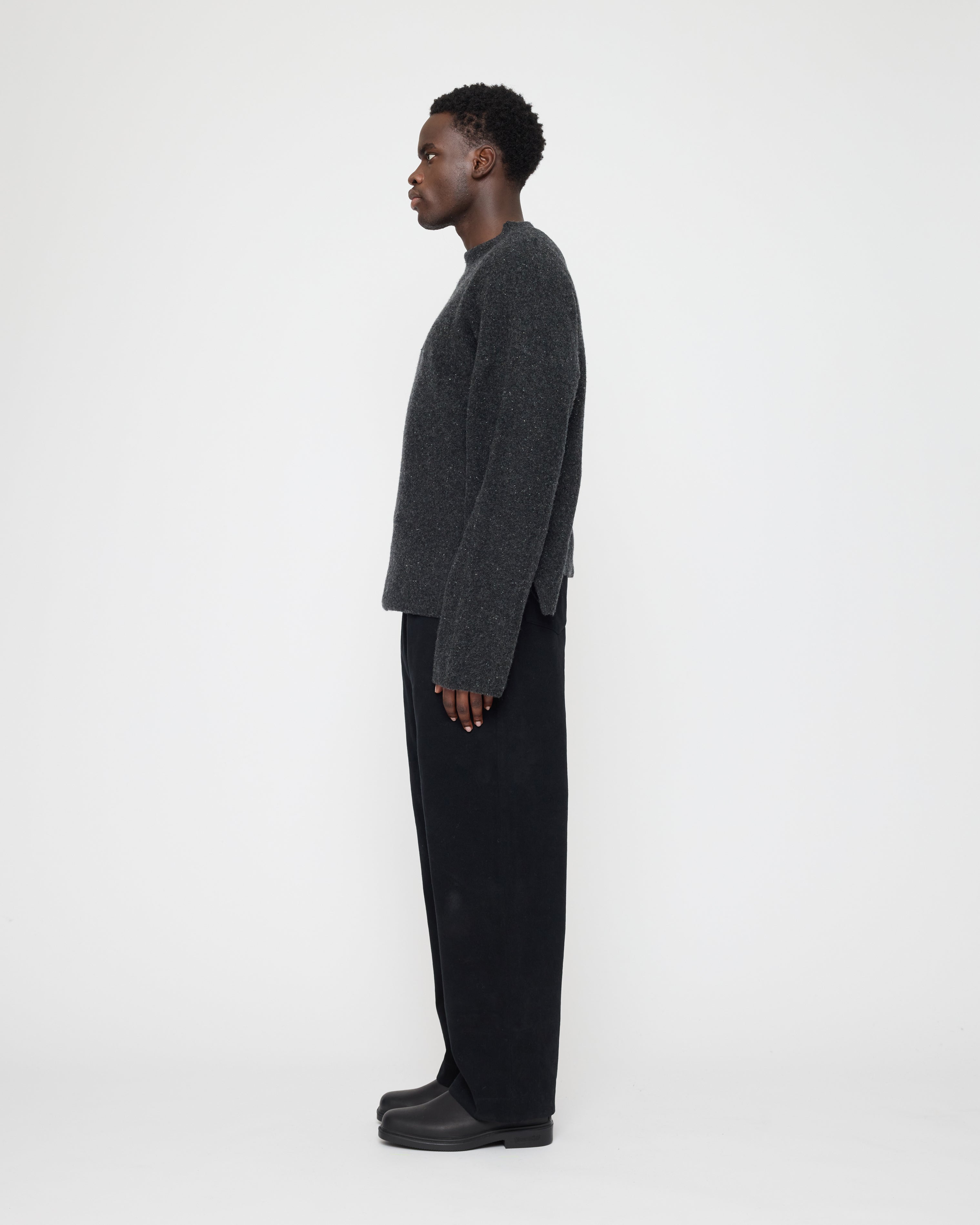 Oversized Mock Neck Sweater - FW26 - Speckle Charcoal