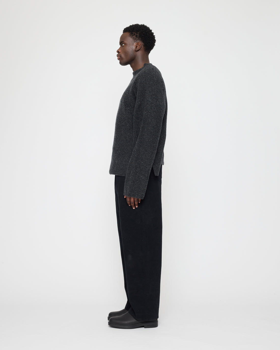 Oversized Mock Neck Sweater - FW26 - Speckle Charcoal