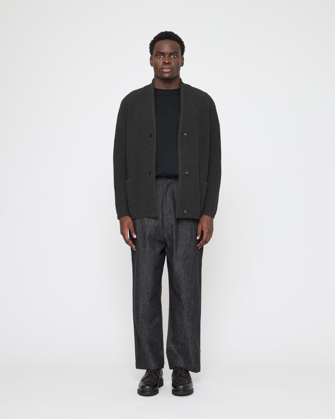 Pocket Ribbed Cardigan - FW26 - Charcoal