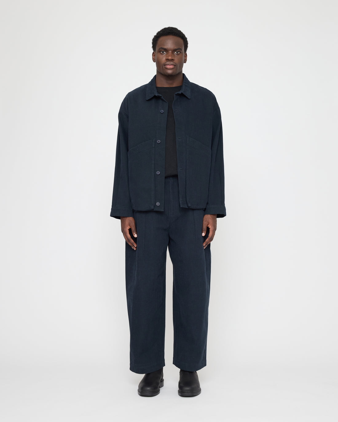 Signature Panel Pockets Shirt Jacket - Brushed Canvas Edition - Navy