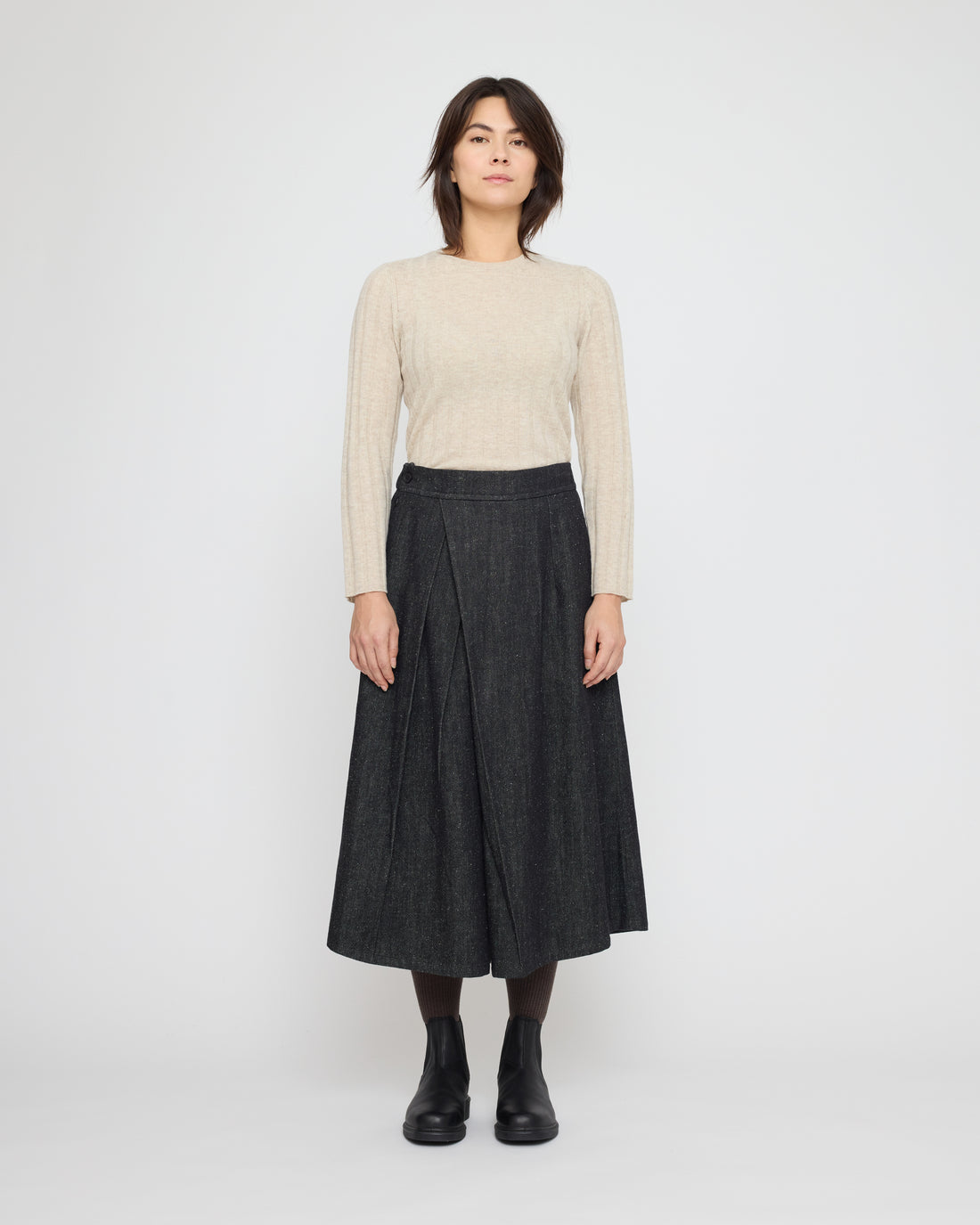 Pleated Culotte - Soft Denim Edition - FW26 - Black