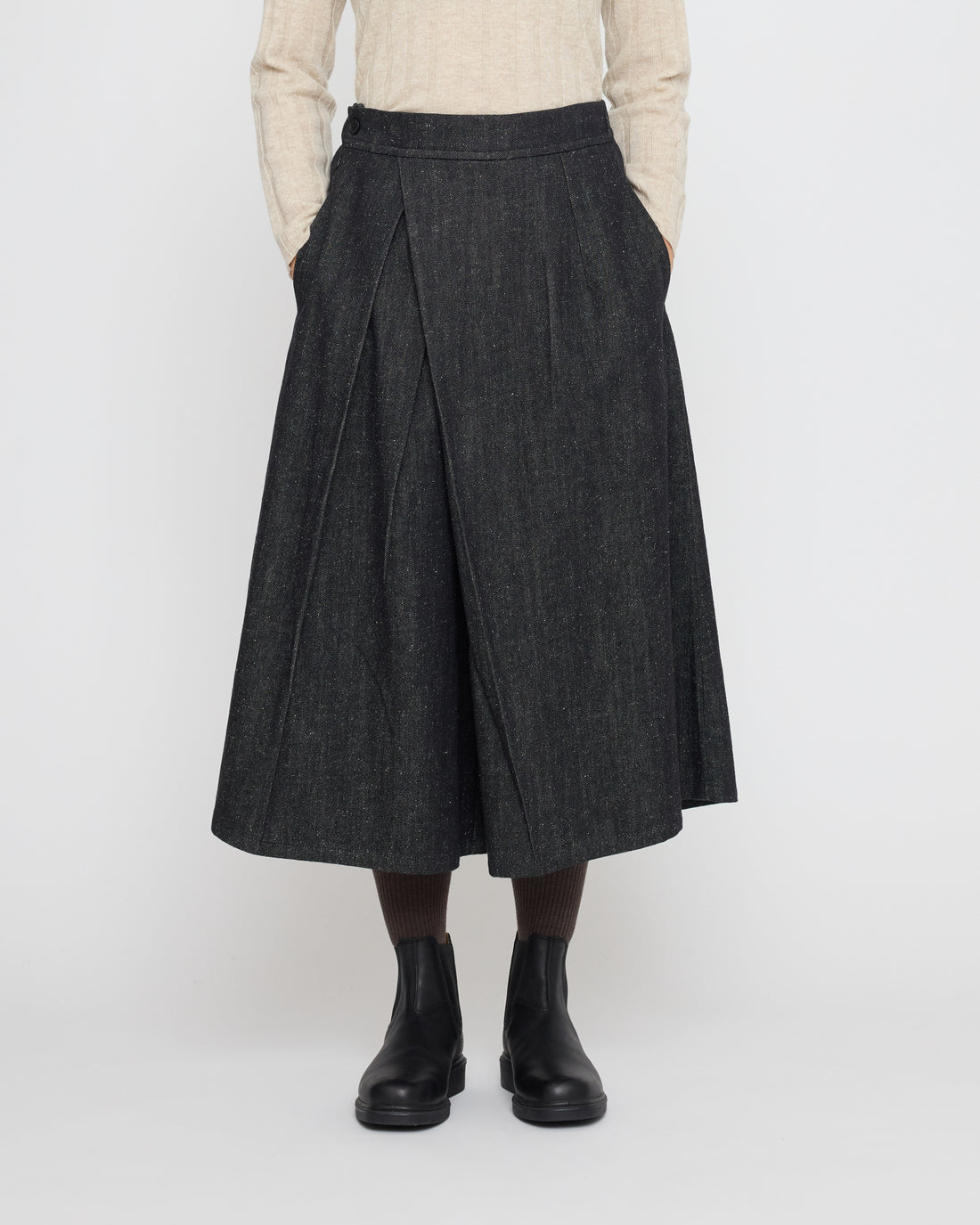 Pleated Culotte - Soft Denim Edition - FW26 - Black