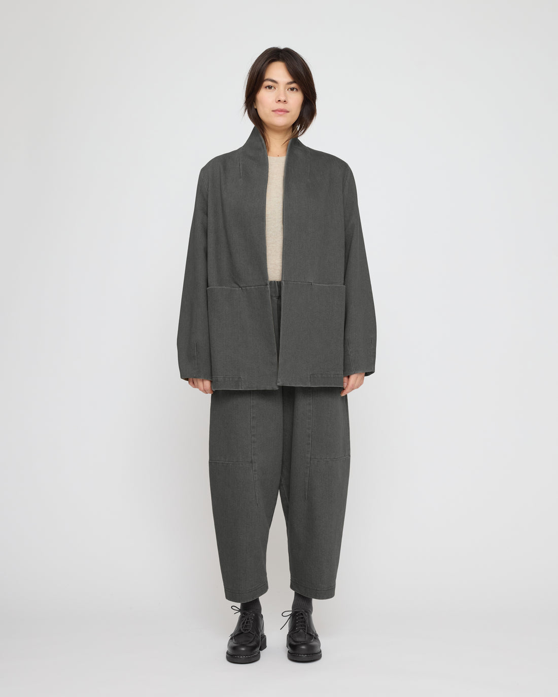 Open Short Coat - FW26 - Washed Black