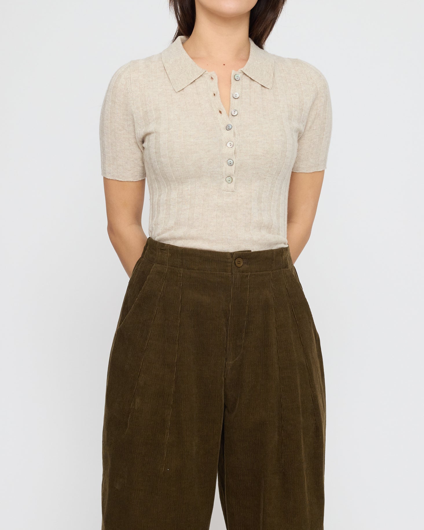 Collared Short Sleeves - FW26 - Sand Beige