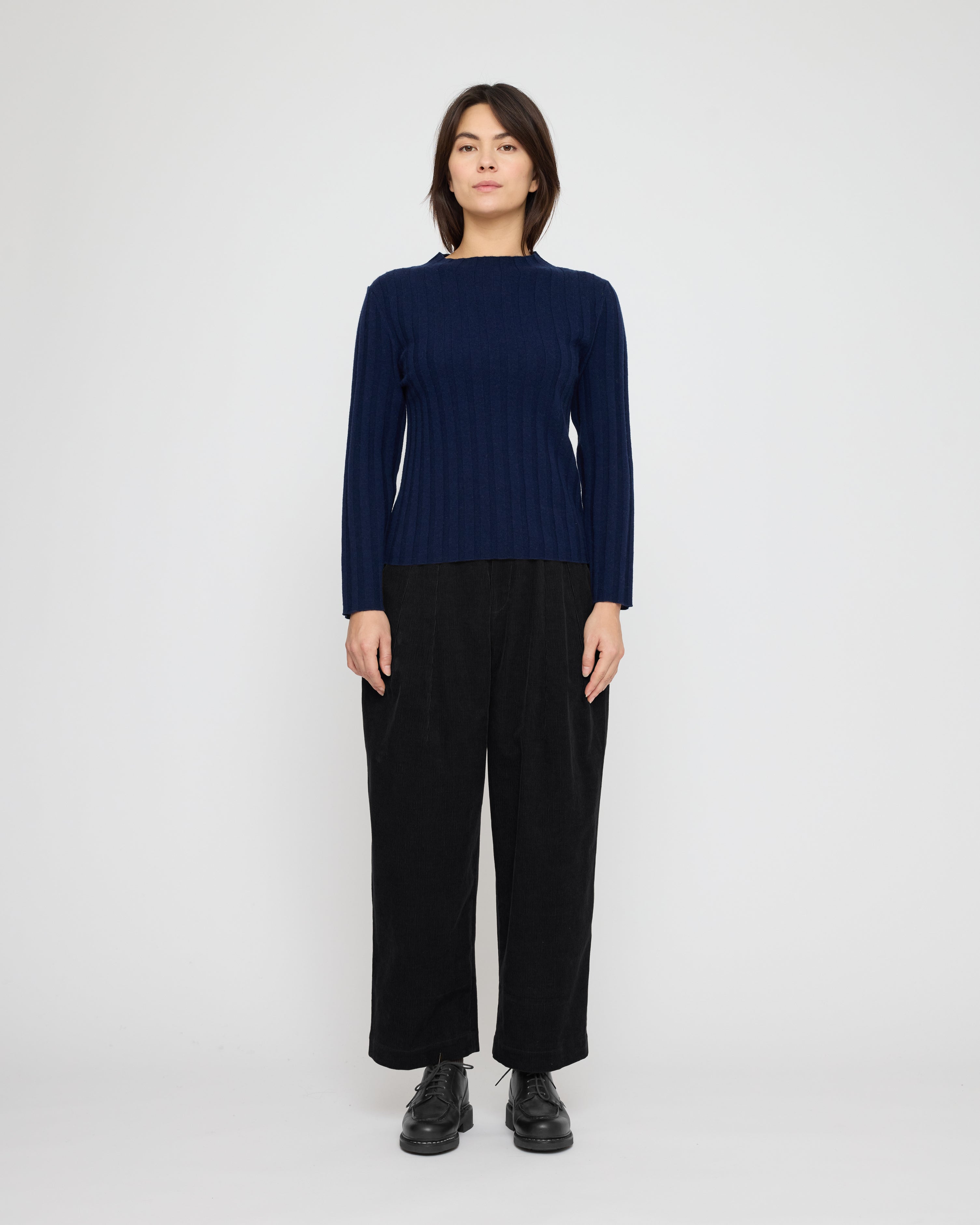 Mock Neck Ribbed Long Sleeves - FW26 - Navy