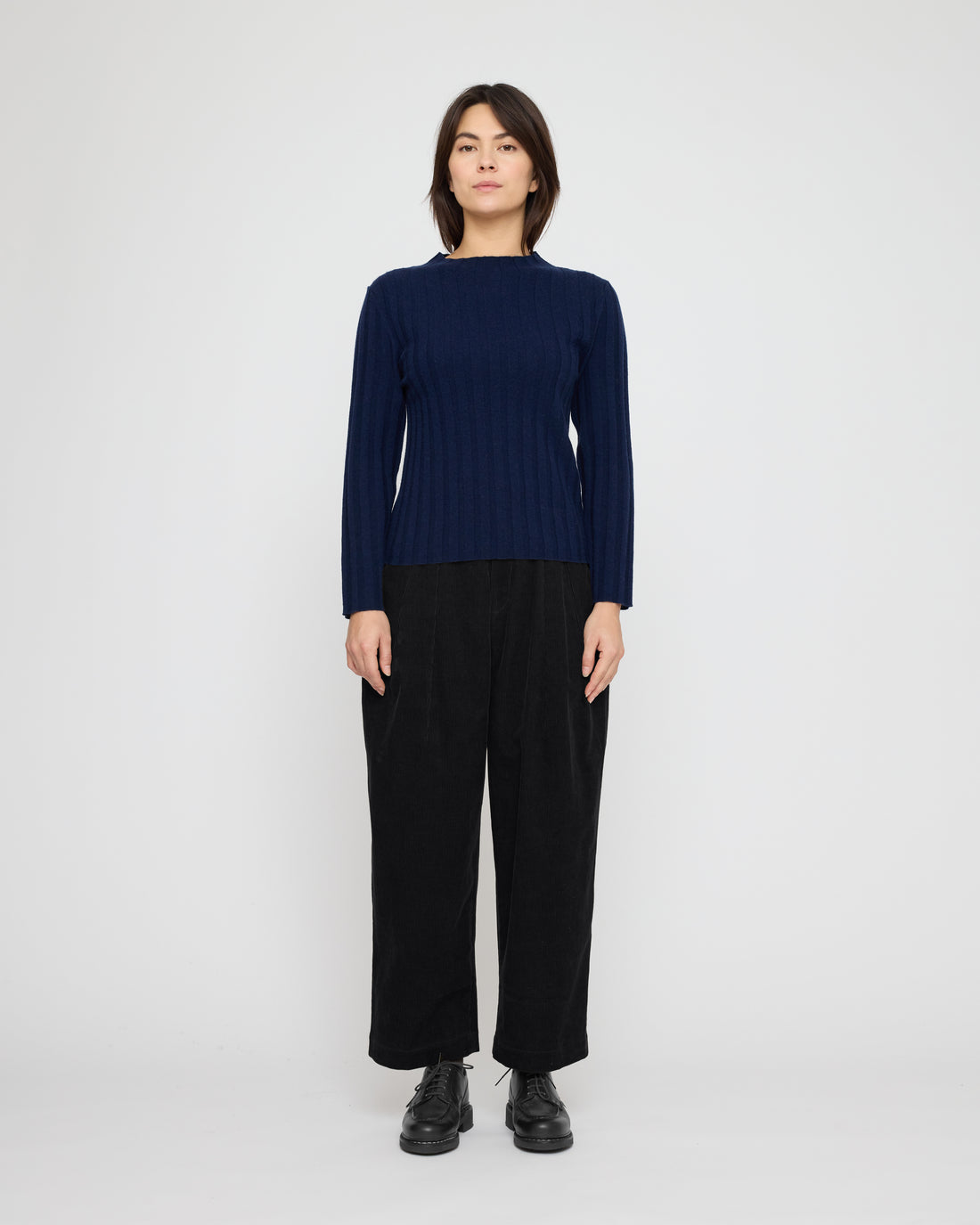 Mock Neck Ribbed Long Sleeves - FW26 - Navy