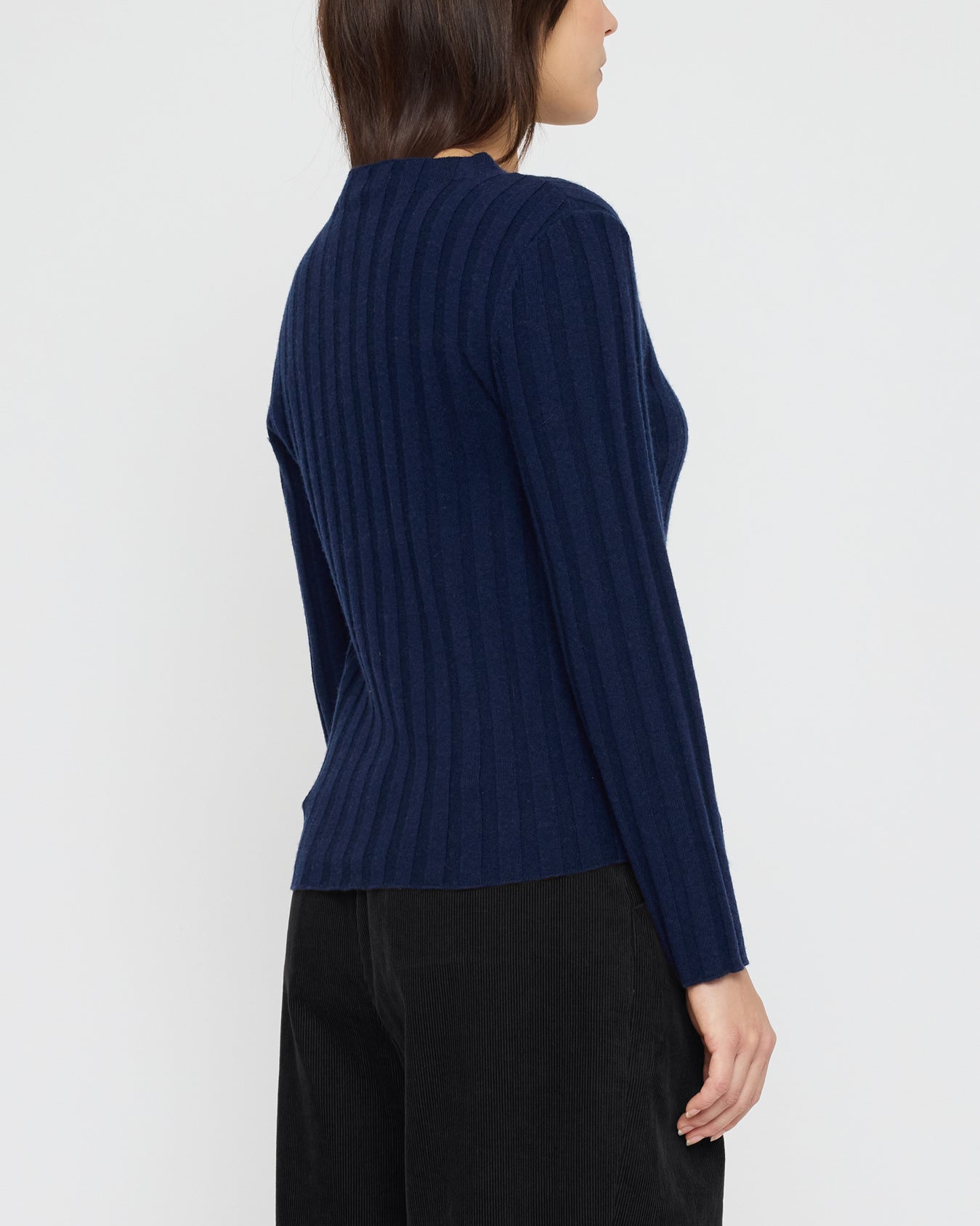 Mock Neck Ribbed Long Sleeves - FW26 - Navy