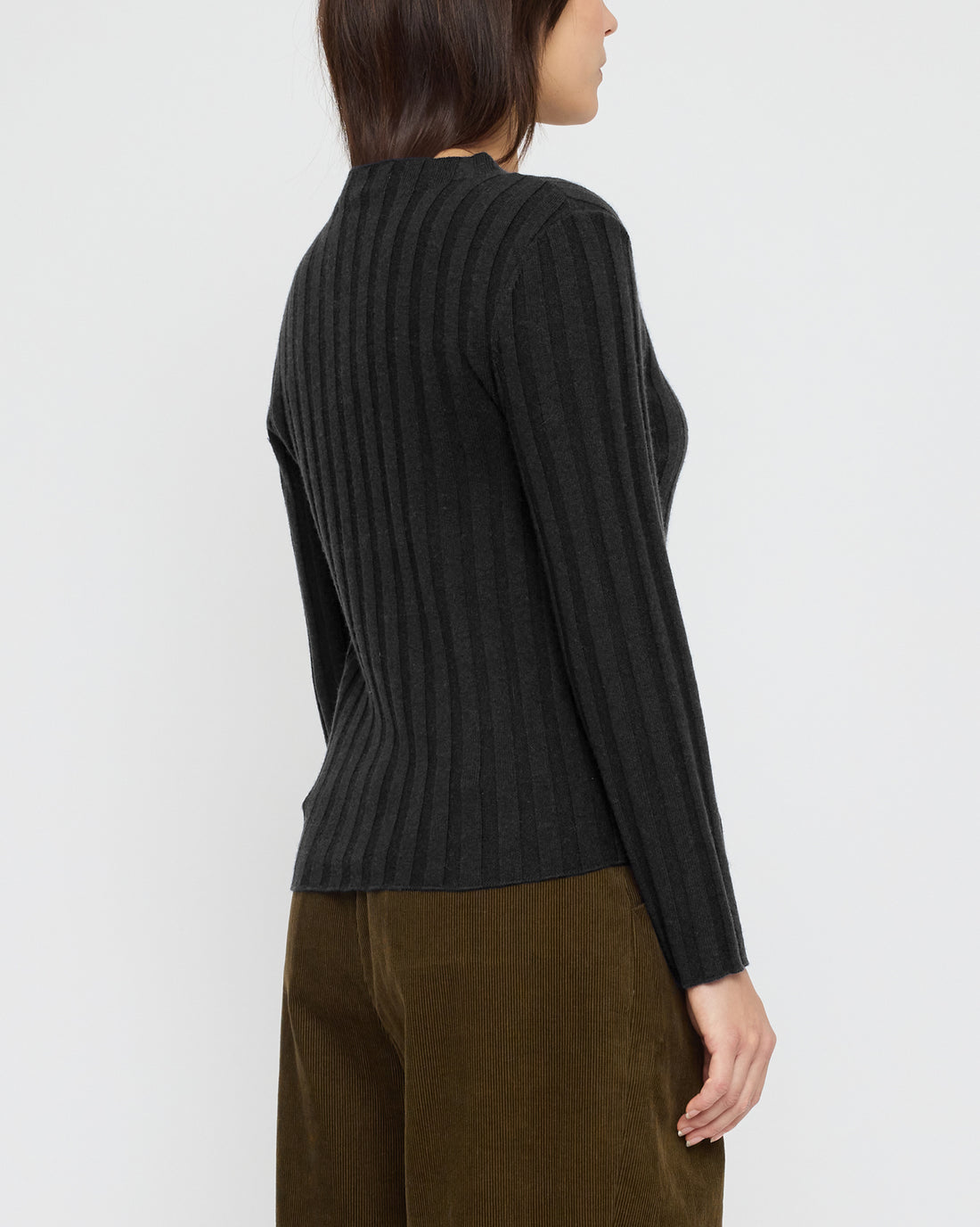 Mock Neck Ribbed Long Sleeves - FW26 - Charcoal