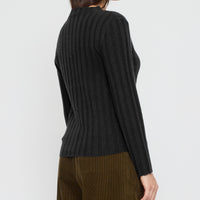 Mock Neck Ribbed Long Sleeves - FW26 - Charcoal