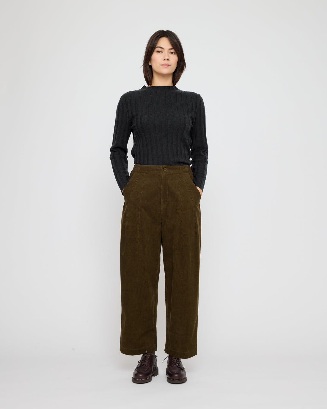 Mock Neck Ribbed Long Sleeves - FW26 - Charcoal