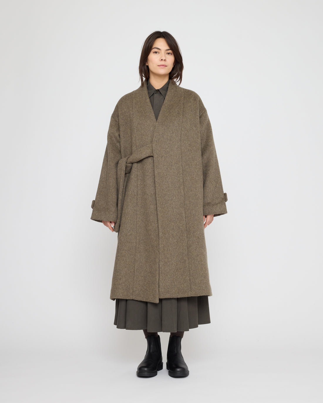 Wrap Wool Coat - FW26 - Sage Brown