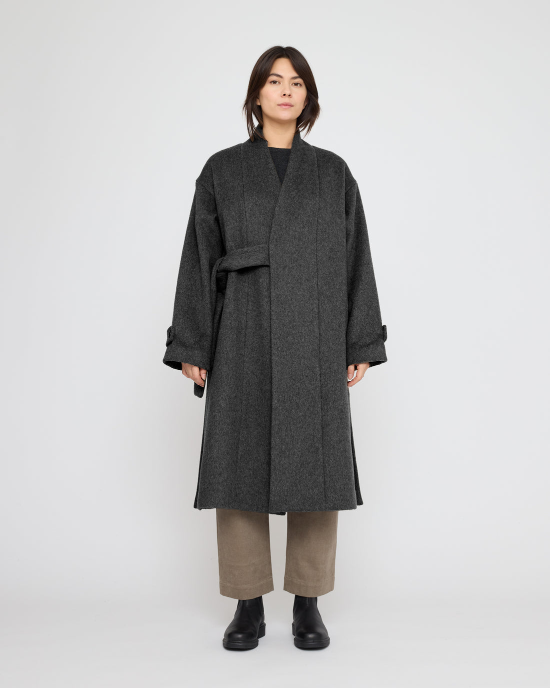 Wrap Wool Coat - FW26 - Charcoal Gray