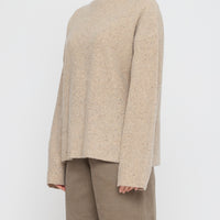 Oversized Mock Neck Sweater - FW26 - Speckle Beige