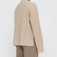Oversized Mock Neck Sweater - FW26 - Speckle Beige