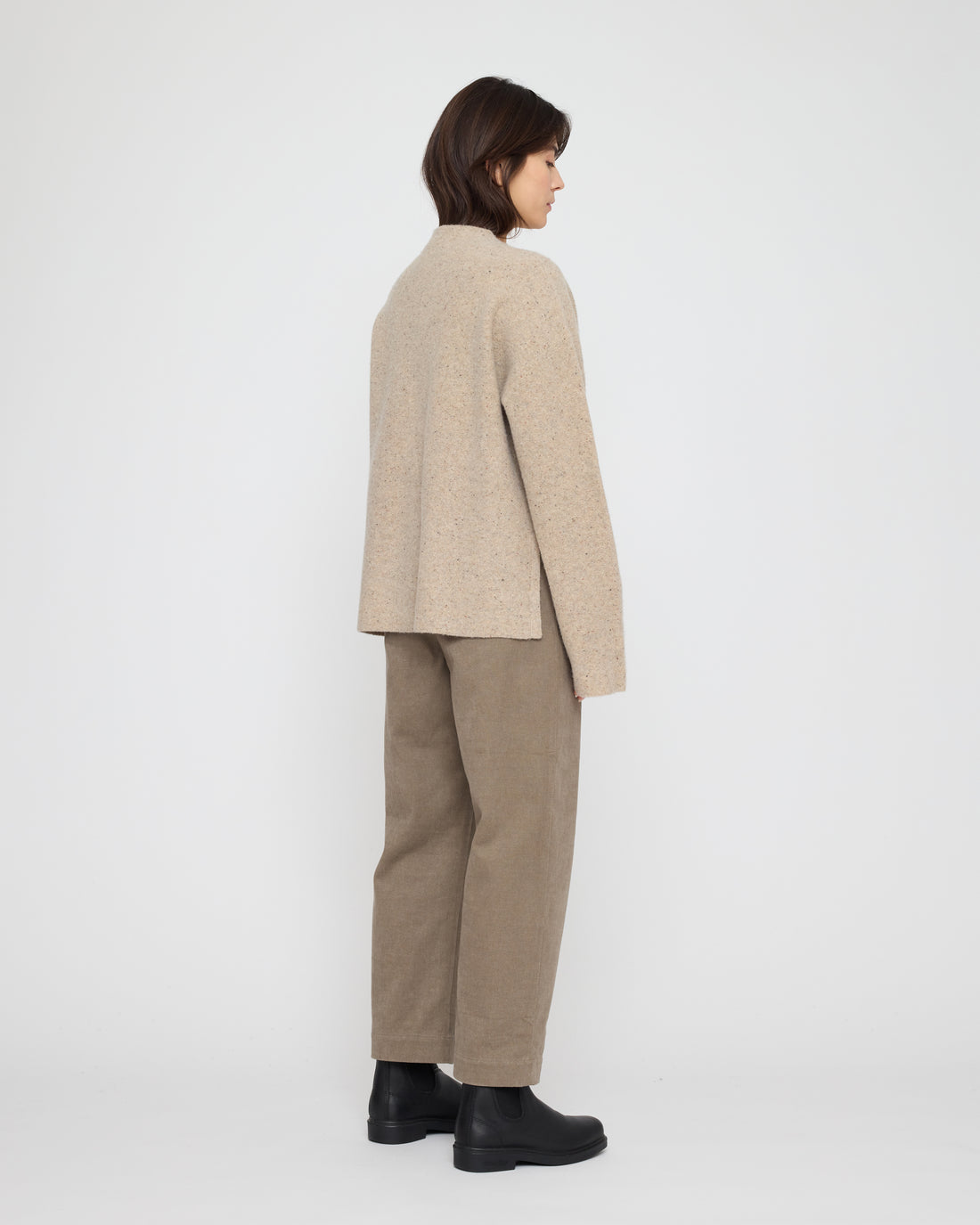 Oversized Mock Neck Sweater - FW26 - Speckle Beige