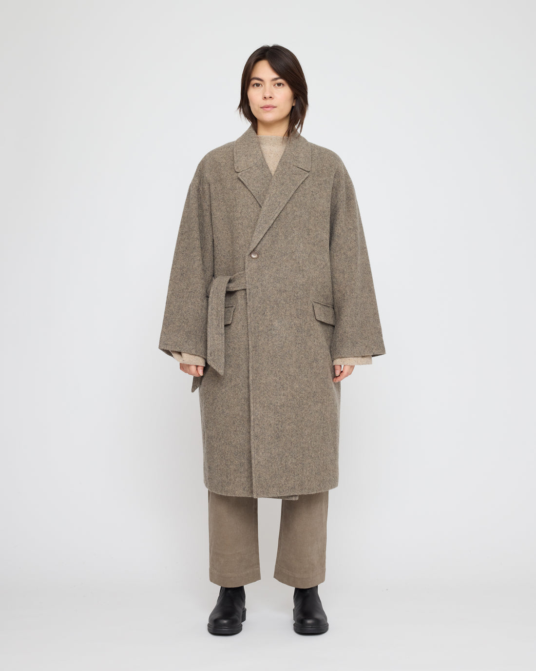 Blazer Wrap Coat - FW26 - Herringbone Taupe