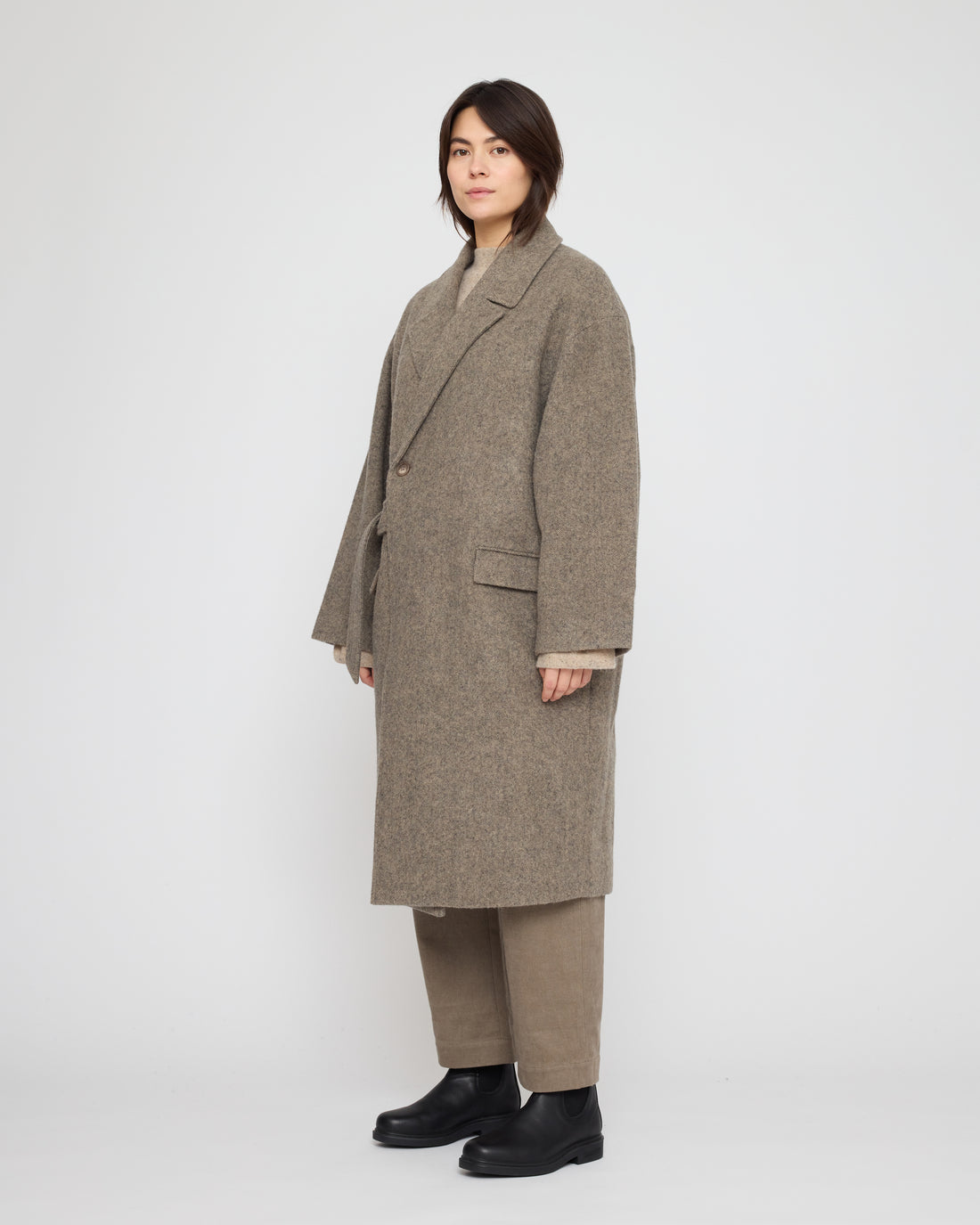 Blazer Wrap Coat - FW26 - Herringbone Taupe