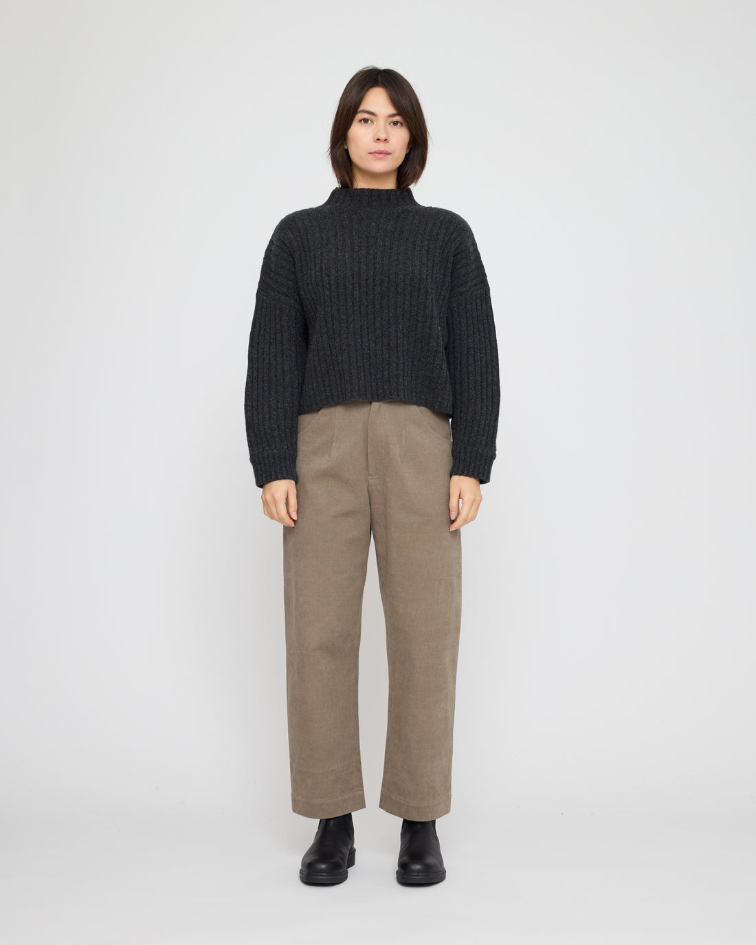 Chunky Ribbed Mock Neck - FW26 - Charcoal