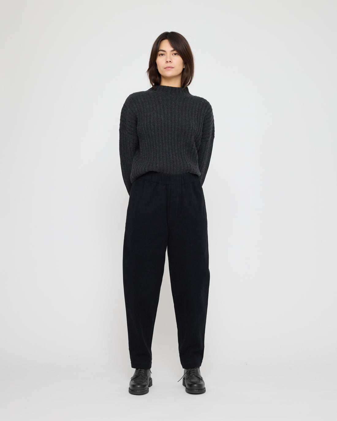Signature Elastic Pull-Up Trouser - Brushed Twill Edition - Black