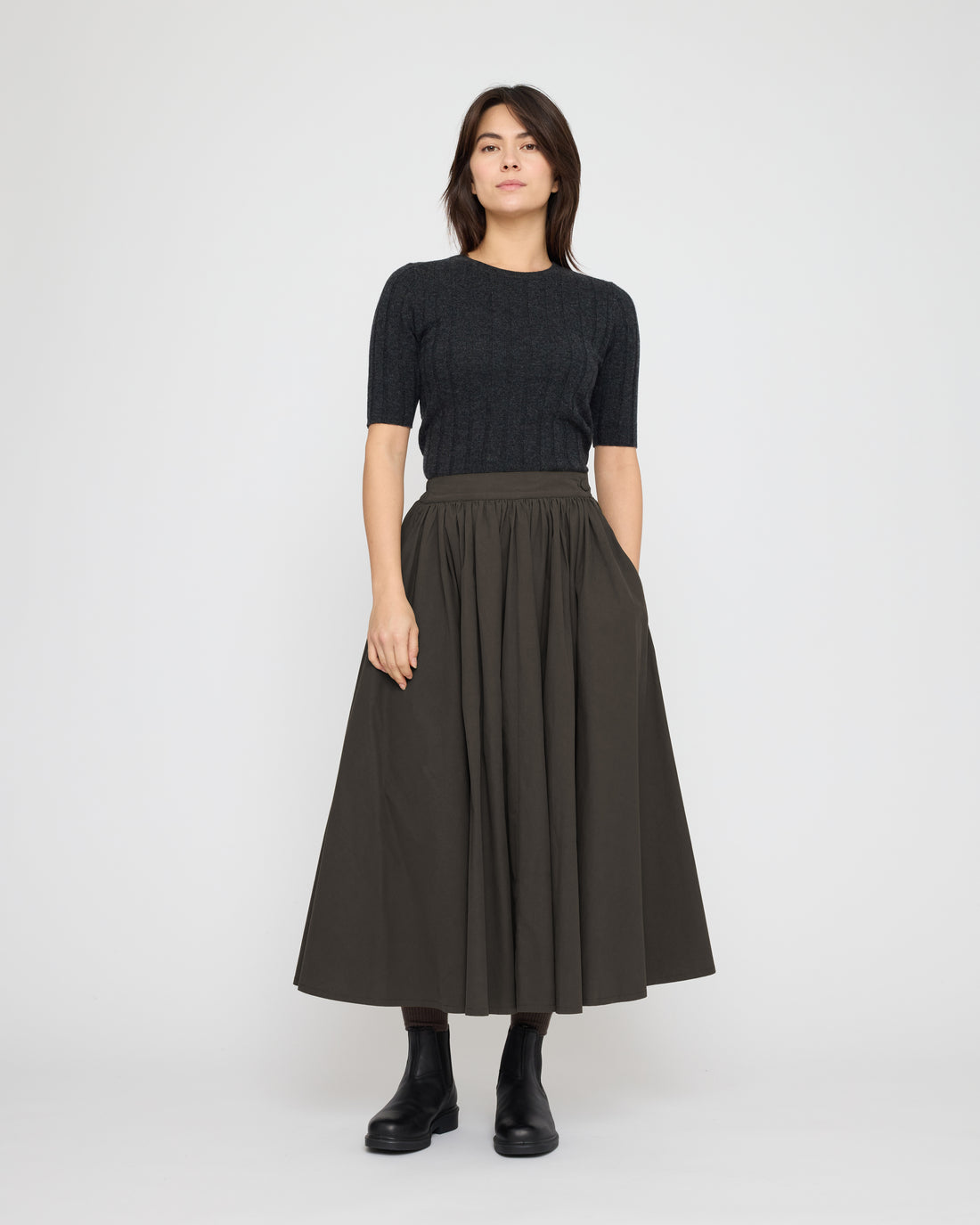 Ribbed Short Sleeves - FW26 - Charcoal