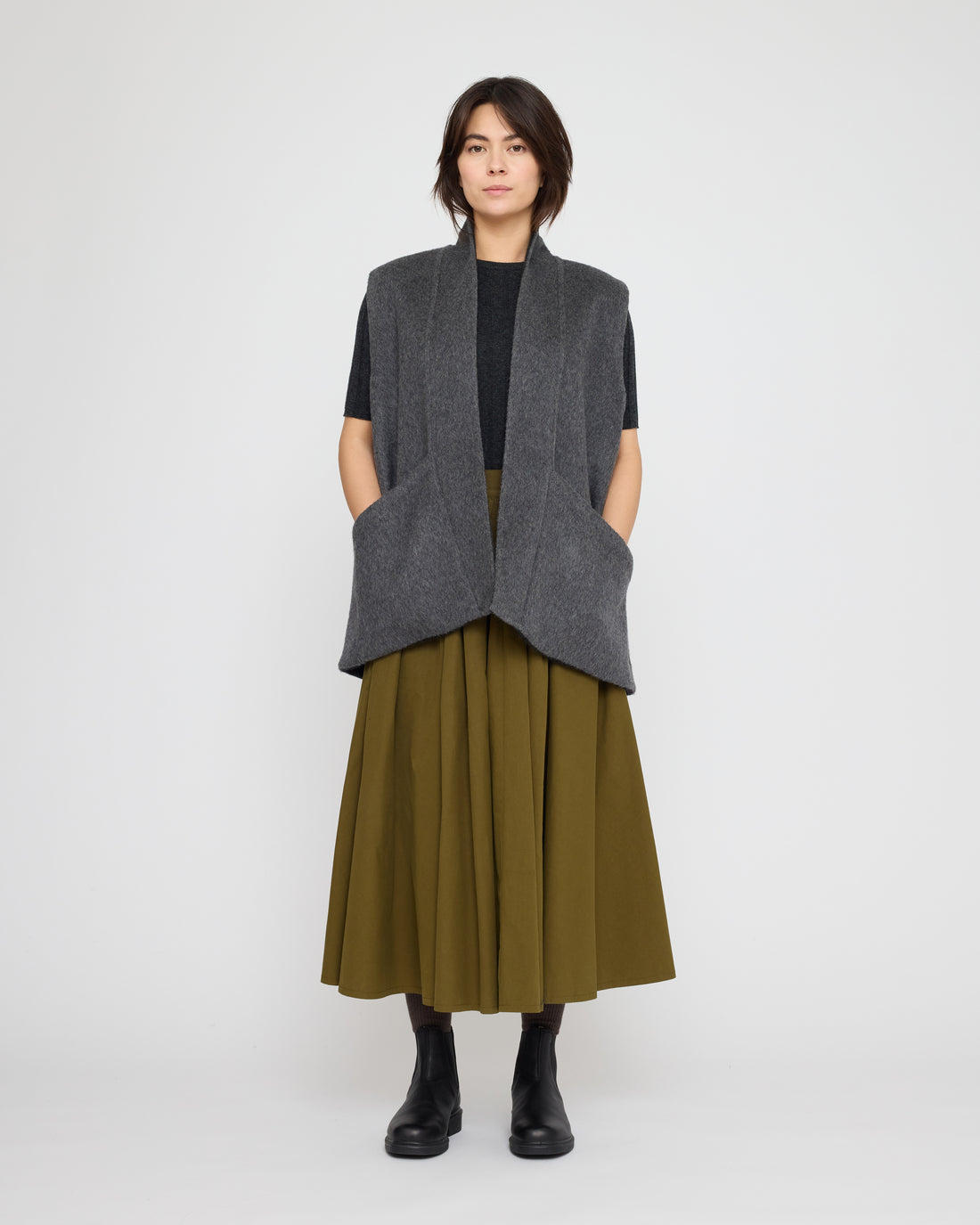 Reversible Wool Vest - FW26 - Charcoal & Gray