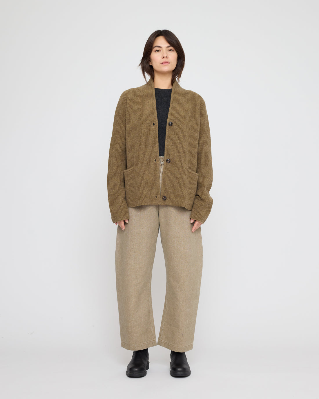 Pocket Ribbed Cardigan - FW26 - Toffee