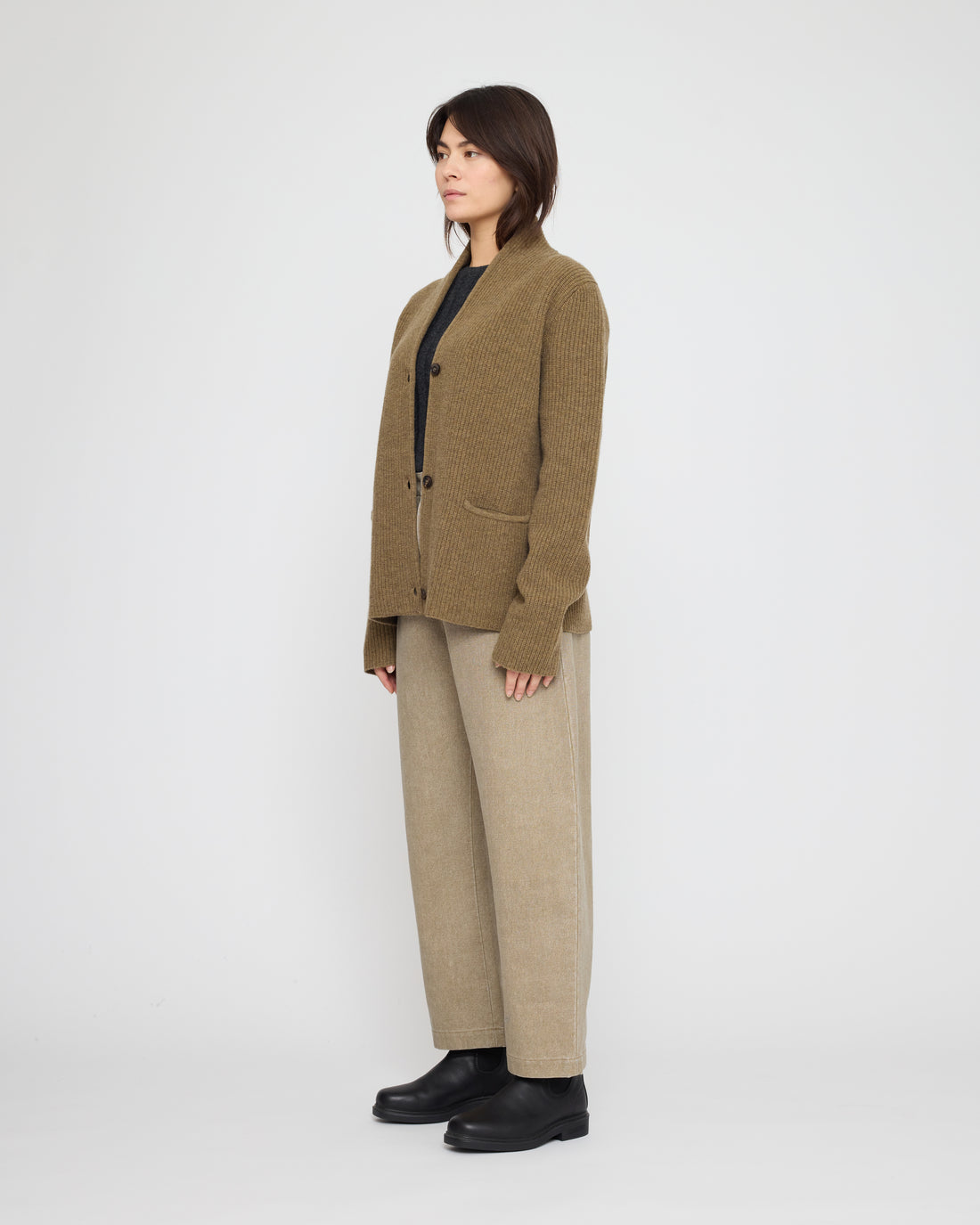 Pocket Ribbed Cardigan - FW26 - Toffee