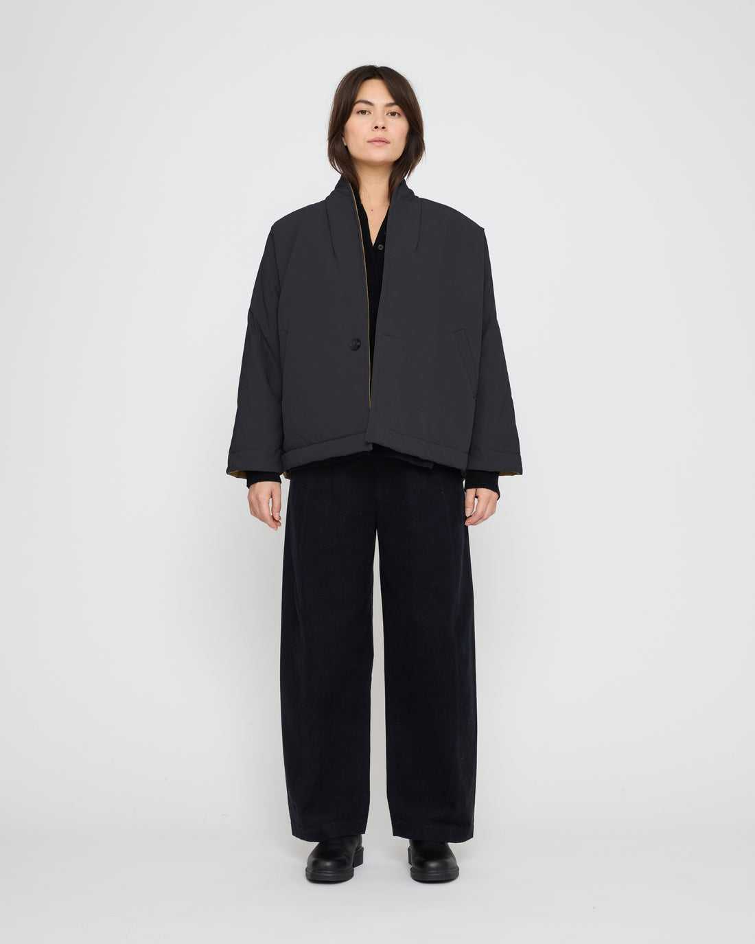 Reversible Padded Blazer - FW26 - Charcoal & Tan