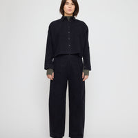 Signature 3/4 Cropped Shirt Jacket - Brushed Canvas Edition - Black