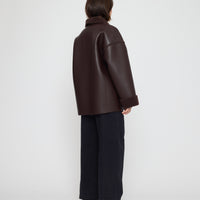 Faux Leather Shearling Jacket - FW26 - Chestnut Brown
