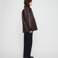 Faux Leather Shearling Jacket - FW26 - Chestnut Brown