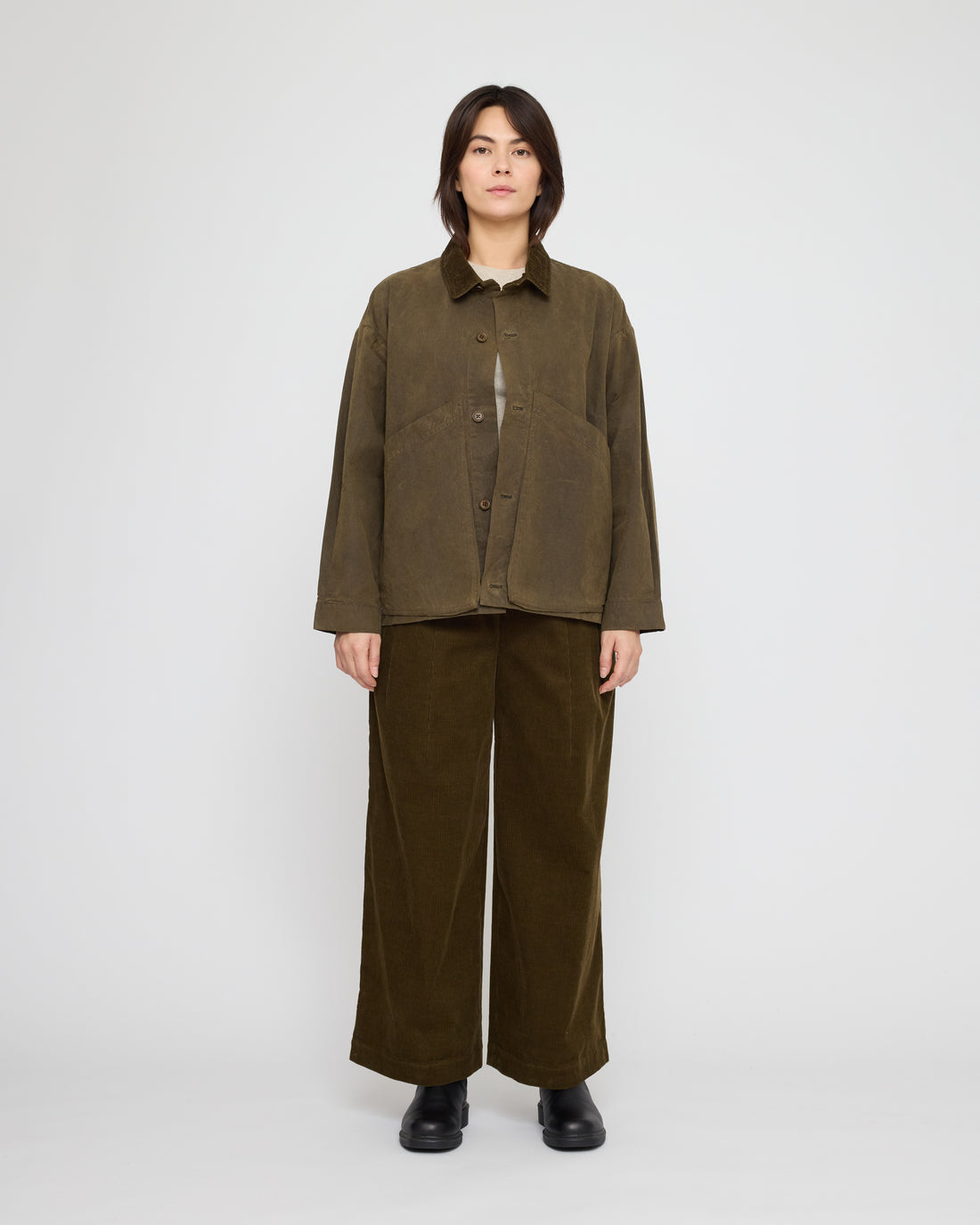 Panel Pockets Shirt Jacket - Waxed Edition - FW26 - Olive Brown