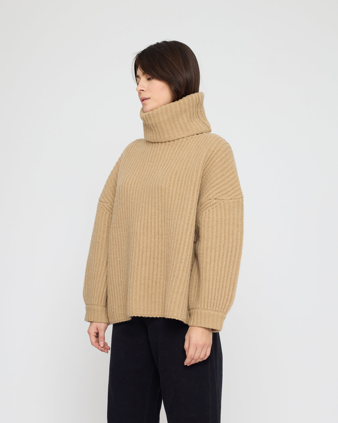 Chunky Ribbed Turtleneck Sweater - FW26 - Caramel