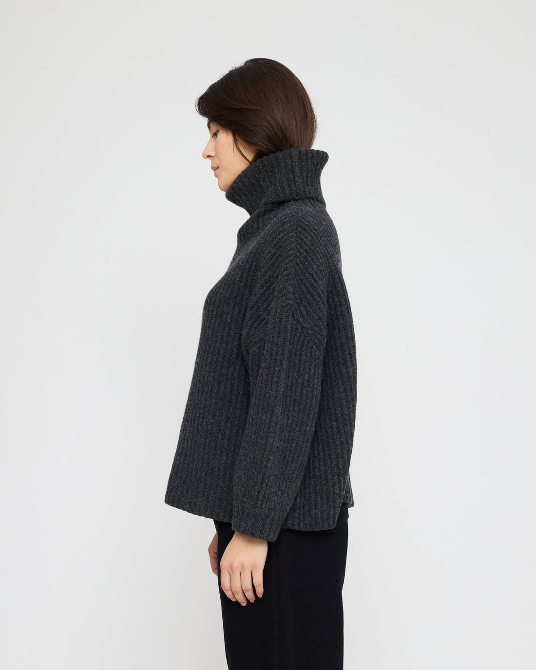 Chunky Ribbed Turtleneck Sweater - FW26 - Charcoal