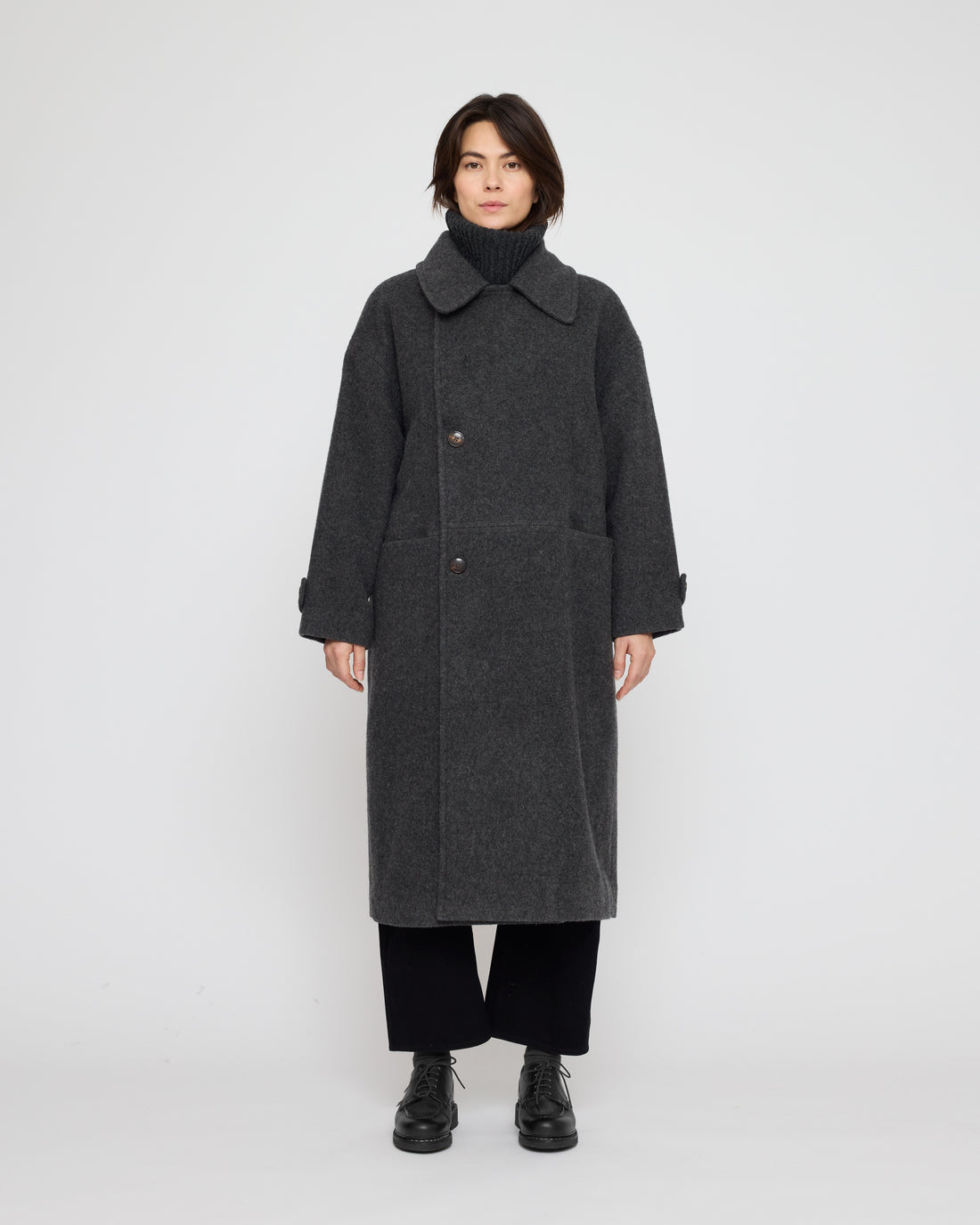 Double Breasted Wool Coat - FW26 - Charcoal Gray
