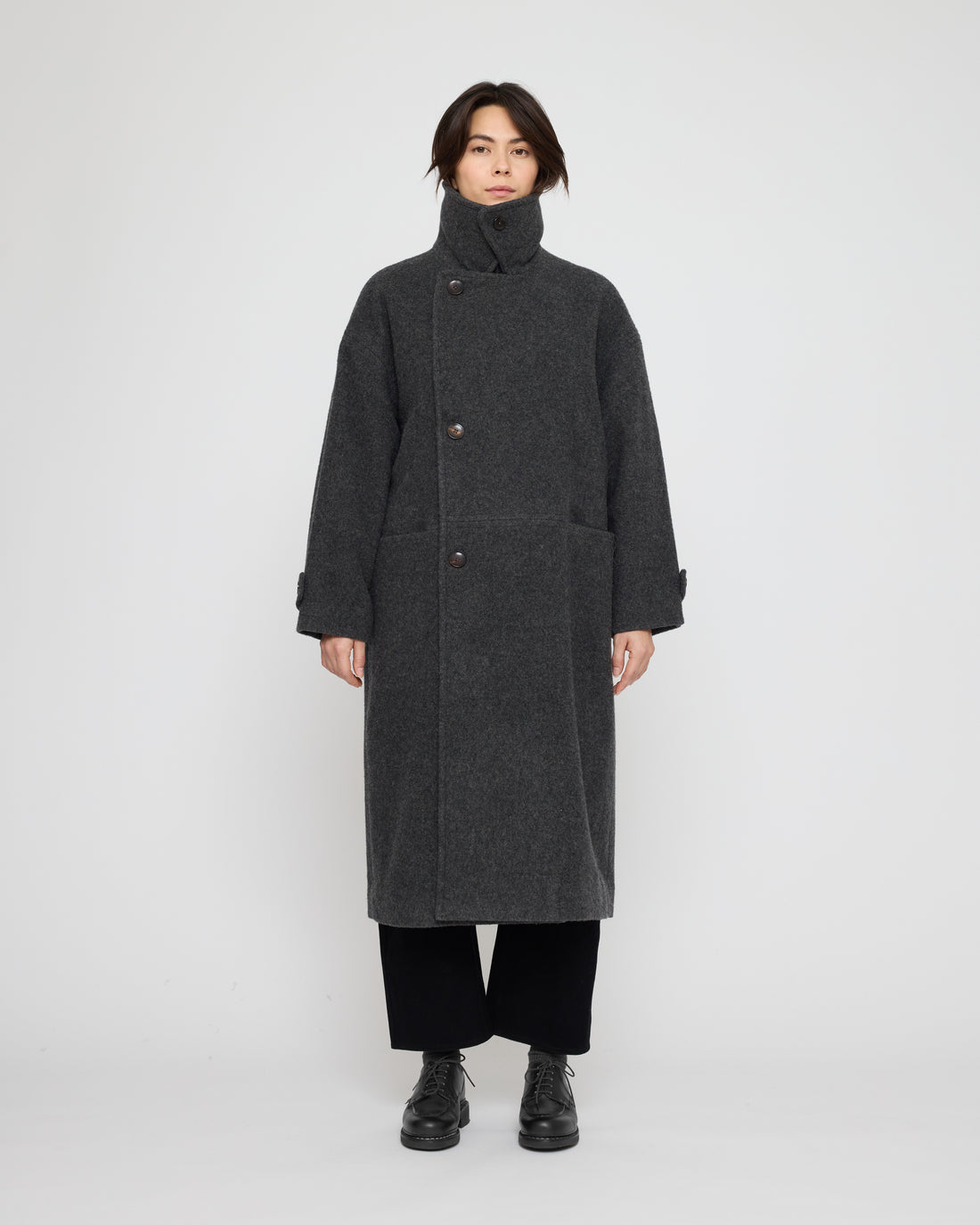 Double Breasted Wool Coat - FW26 - Charcoal Gray