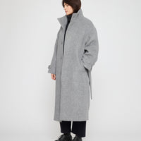Tall Collar Long Wool Coat - FW26 - Light Gray