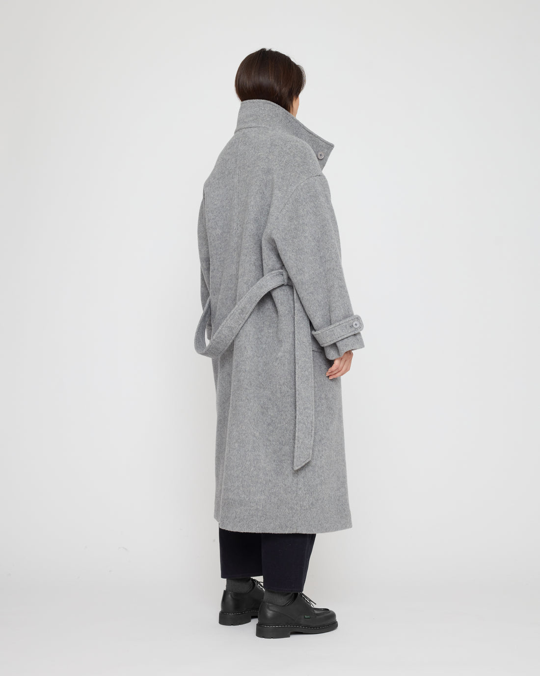Tall Collar Long Wool Coat - FW26 - Light Gray