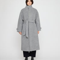 Tall Collar Long Wool Coat - FW26 - Light Gray