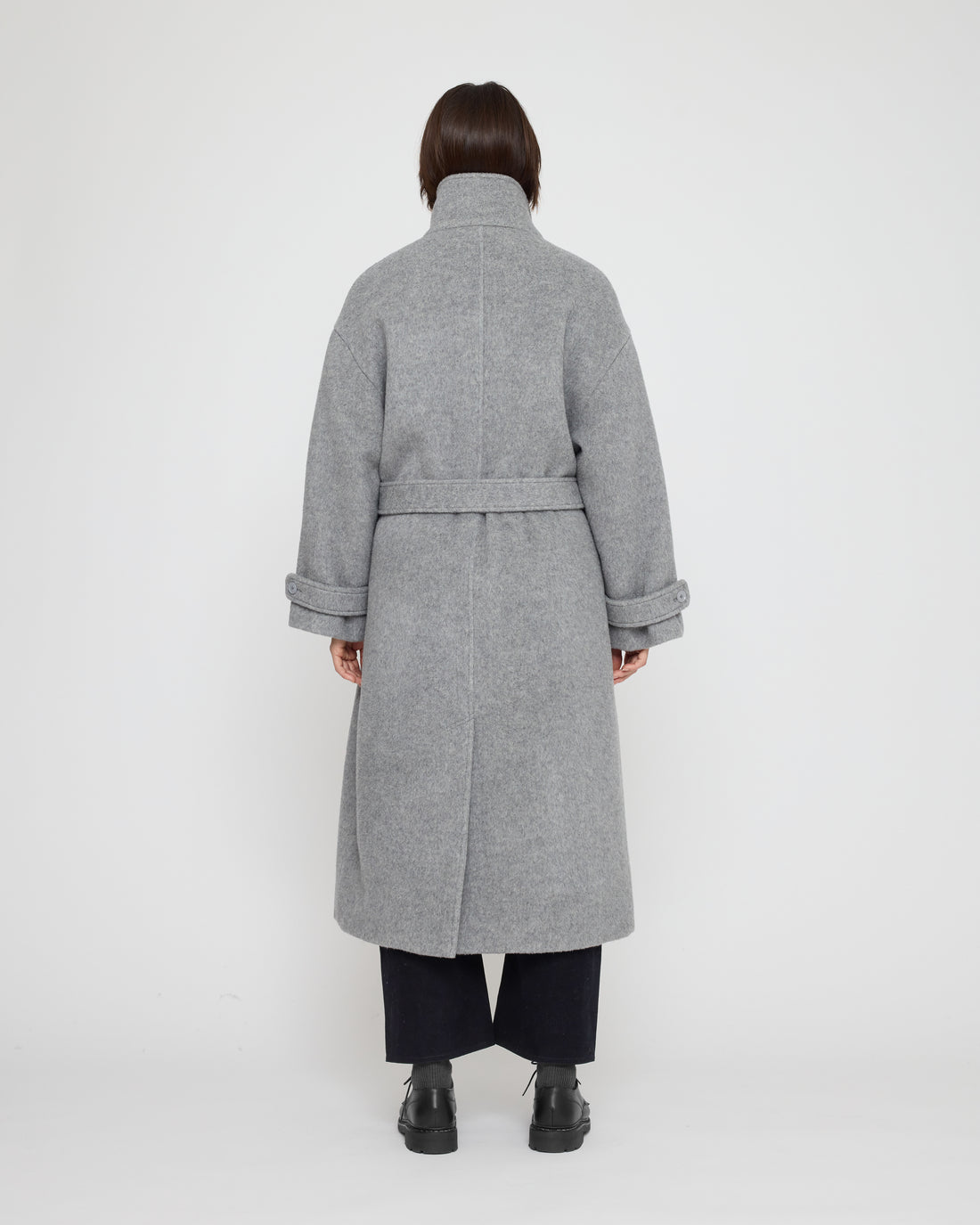 Tall Collar Long Wool Coat - FW26 - Light Gray