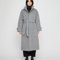 Tall Collar Long Wool Coat - FW26 - Light Gray