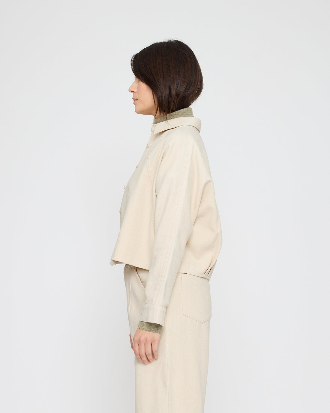 Signature 3/4 Cropped Shirt Jacket - Brushed Canvas Edition - Off-White